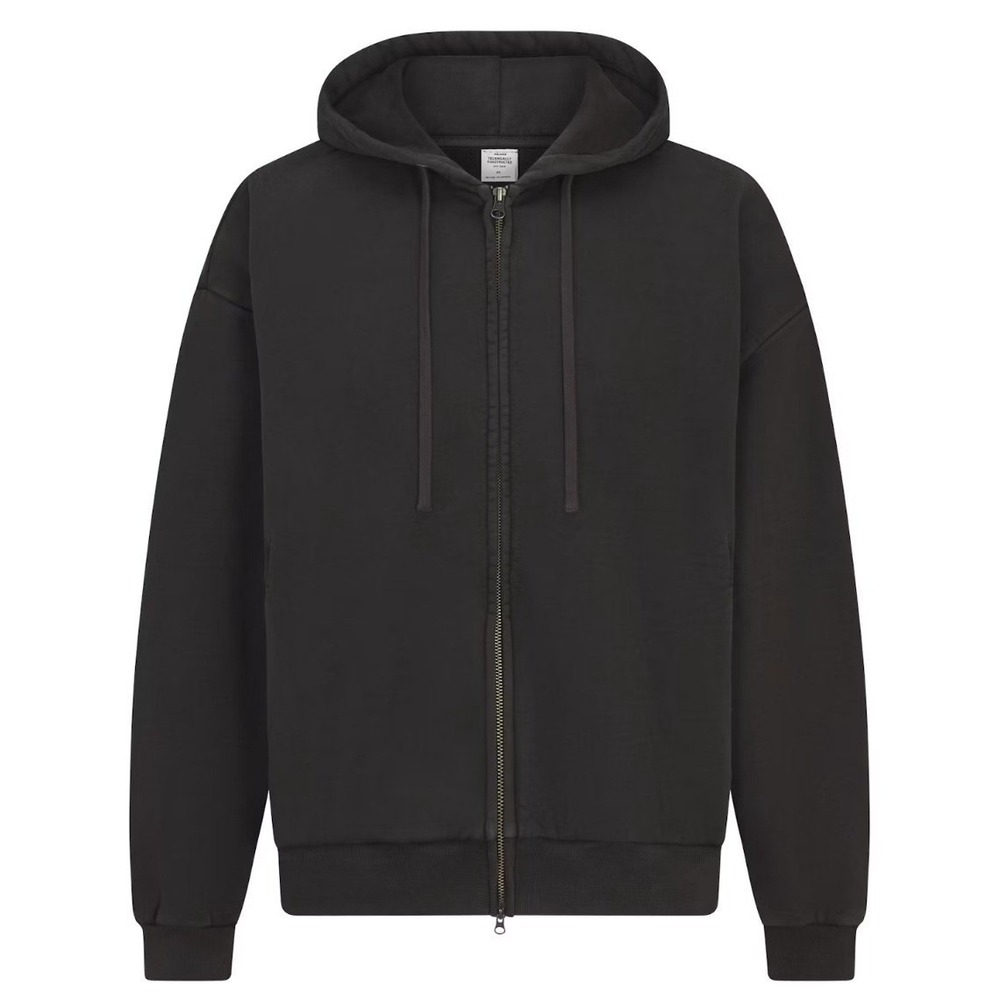 Skims Heavy Fleece Relaxed Zip Up Hoodie Washed Onyx ZU-ZUP-8700M Mens Large